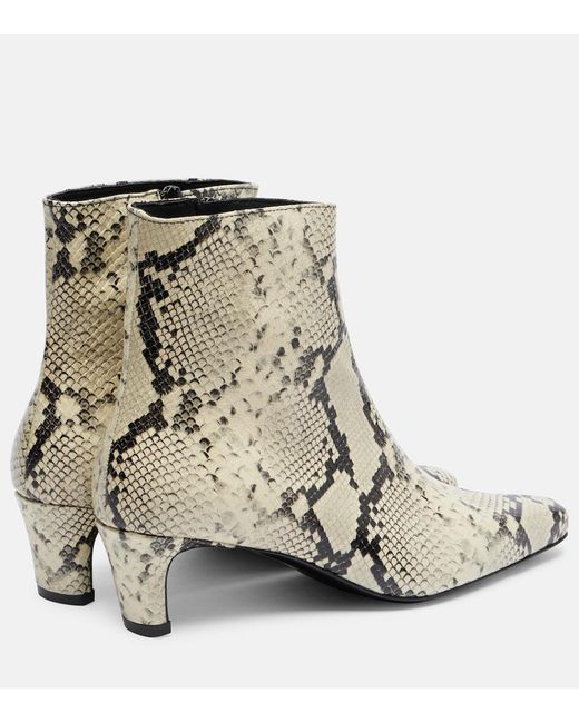 Staud Natural Wally Snake-Effect Leather Ankle Boots