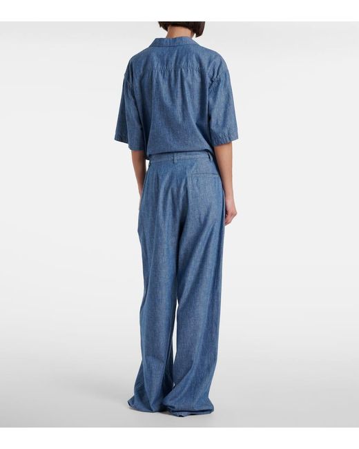 The Row Blue Rufos Twill Wide-Leg Pants