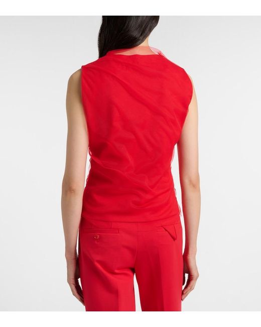Dorothee Schumacher Red Draped Tulle Top