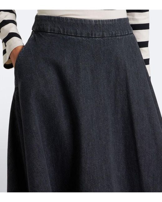 Max Mara Black Denim Midi Skirt