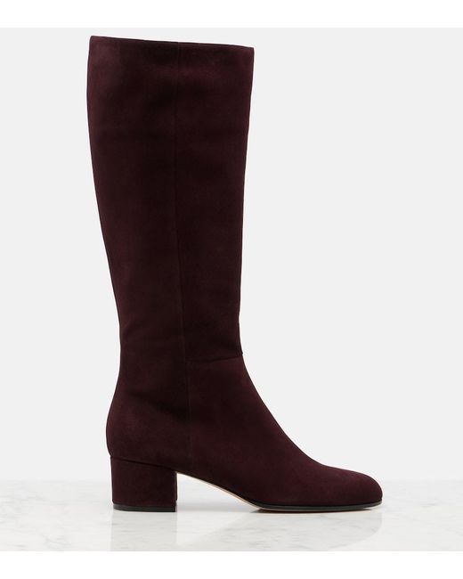 Gianvito Rossi Red Joelle Suede Knee-High Boots