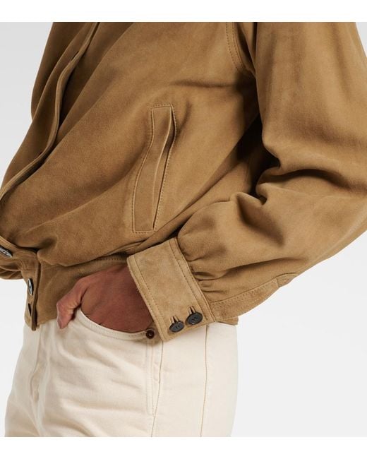 Saint Laurent Brown Gathered Suede Jacket