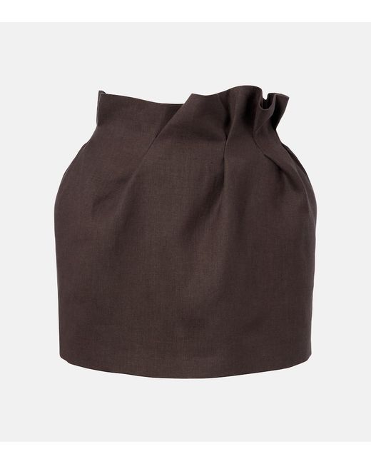 Magda Butrym Brown Linen Miniskirt
