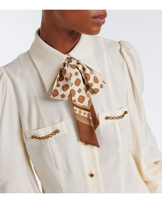 Zimmermann Natural Utility Tie-Neck Blouse