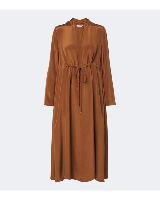Max Mara Brown Silk Satin Midi Dress