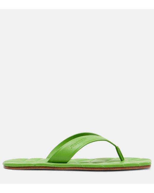 J.W. Anderson Green Leaf Leather Thong Sandals