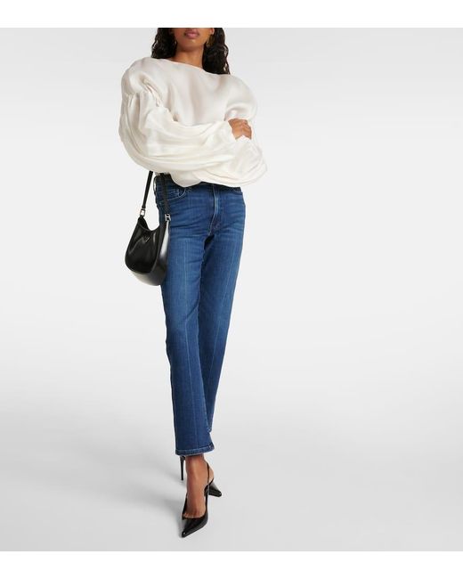 FRAME Blue Mid-Rise Jeans Le High Straight