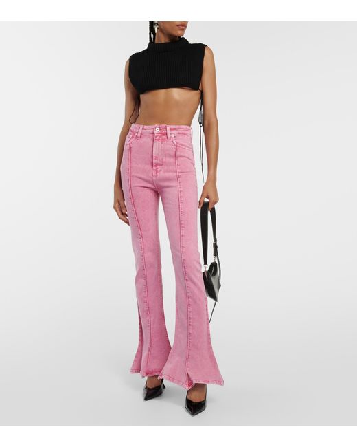 Y. Project Classic Trumpet Flared Jeans in Pink Lyst