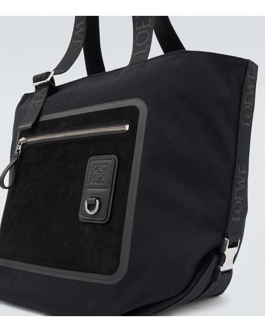 Loewe Black Flex Medium Canvas And Suede Tote Bag for men