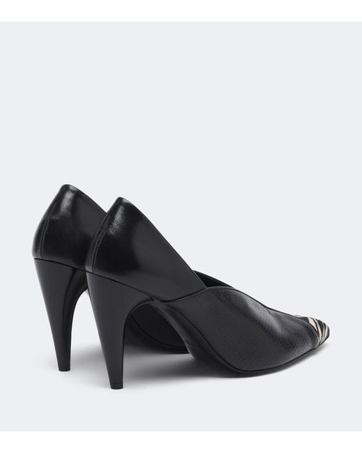 Isabel Marant Black Luza Calf Hair-Trimmed Snake-Effect Leather Pumps