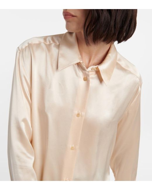 Khaite Natural Argo Silk Charmeuse Blouse