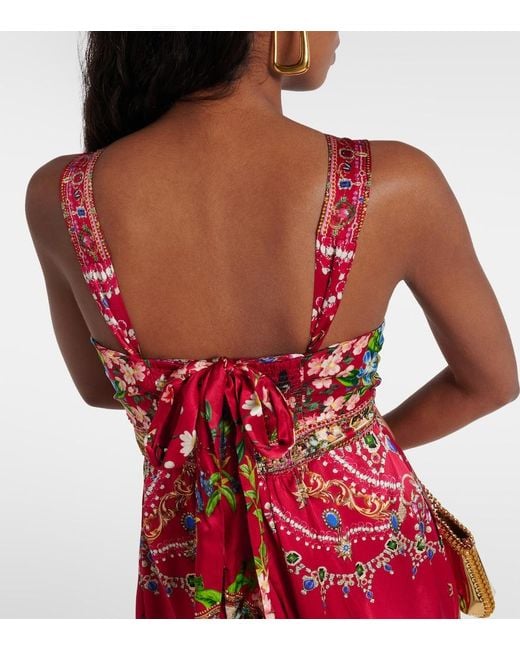 Camilla Red Printed Silk Jumpsuit