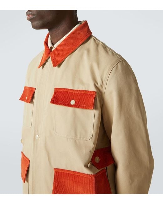 Bode Orange Corduroy-Trimmed Cotton Twill Field Jacket for men