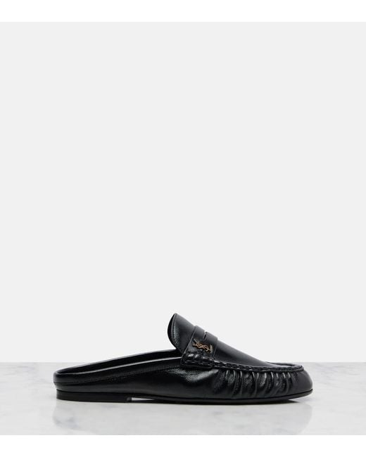 Saint Laurent Black Le Loafer Leather Mules