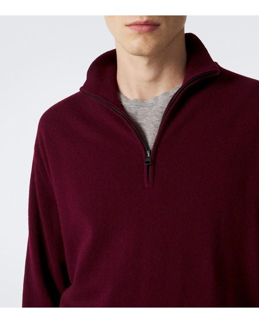 Lisa Yang Red Augustus Cashmere Half-Zip Sweater for men