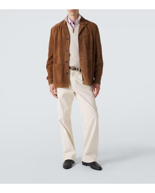 Tod's White Cashmere Half-Zip Sweater for men