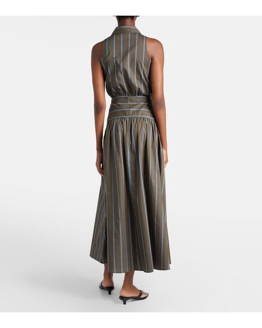 Staud Black Romy Striped Cotton Midi Dress