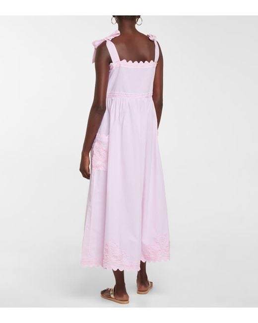 Juliet Dunn Pink Self-Tie Cotton Poplin Midi Dress