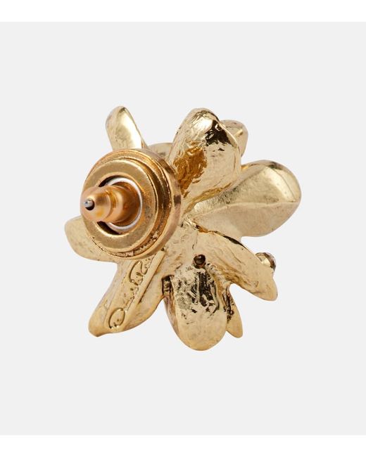 Orecchini Flower di Oscar de la Renta in Metallic