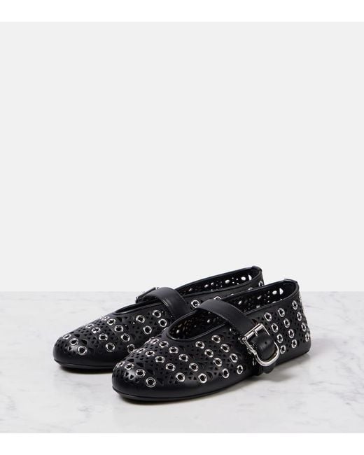 Alaïa Black Vienne Mary-Jane-Ballerinas Aus Leder Mit Ösen Und Perforationen