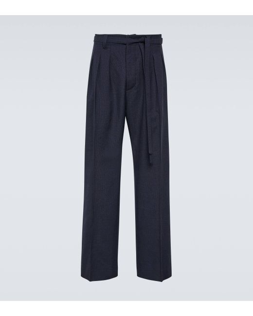 Visvim Blue Hakama Wool, Linen, And Silk Straight Pants for men
