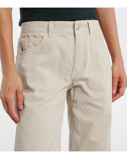 The Row White Carlyl Cotton Corduroy Straight Pants
