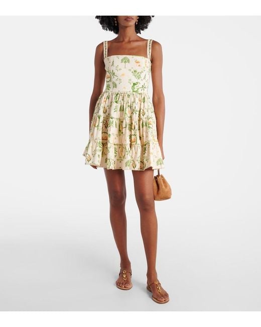 Agua Bendita Metallic Lima Floral Cotton-Blend Minidress