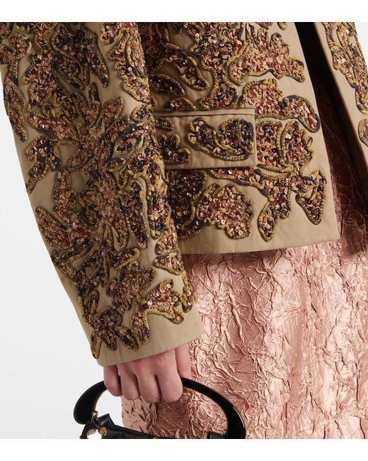 Dries Van Noten Brown Sequined Cotton Jacket