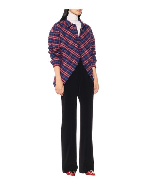 Balenciaga Swing Canadian checked Cotton flannel Shirt in Blue Lyst UK