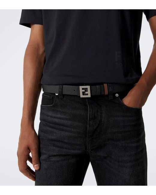 Fendi Brown Ff Reversible Leather Belt for men