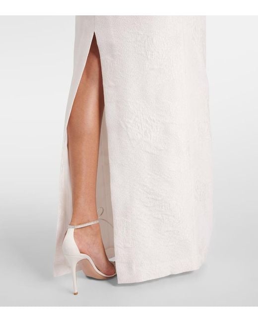 Rebecca Vallance White Antoinette Off-Shoulder Jacquard Maxi Dress
