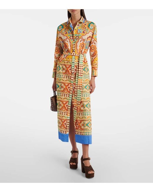 Vestido Midi De Algodon Y Seda Estampado Etro de color Metallic