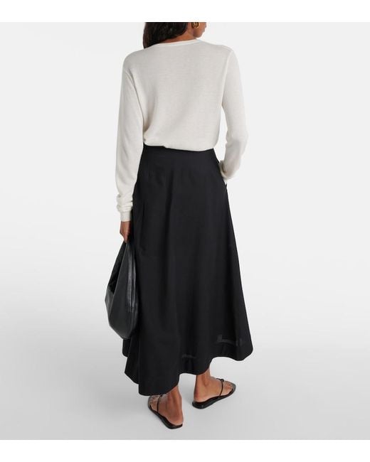 Totême Black High-Rise Cotton Maxi Skirt