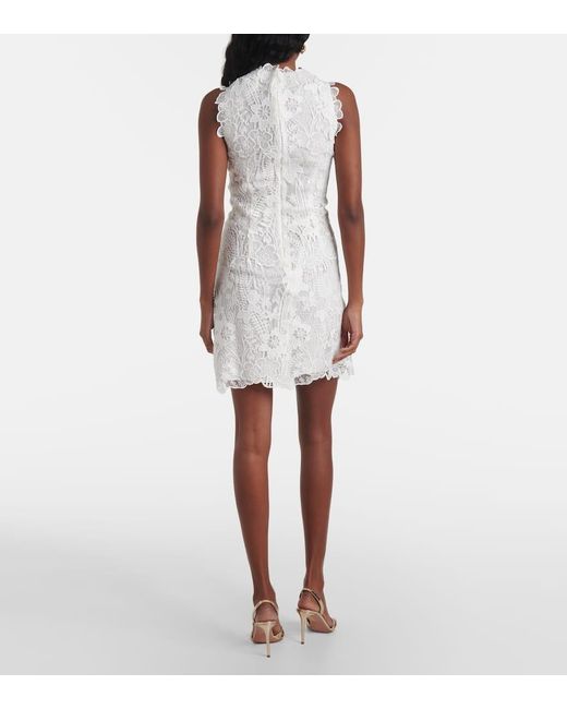 Monique Lhuillier White Floral Lace Minidress