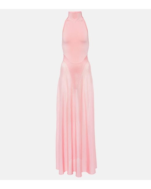 Alaïa Pink Turtleneck Maxi Dress