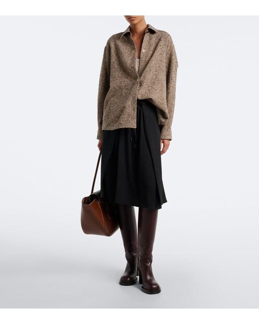 Moncler Brown Wool-Blend Tweed Overshirt