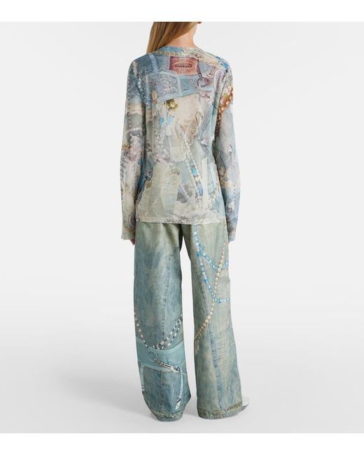 Acne Blue Elway Printed Jersey T-Shirt