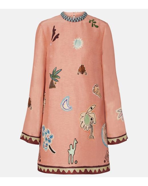 ALÉMAIS Pink X Lrnce Laurence Linen And Silk Minidress