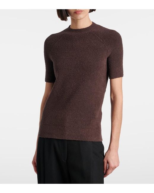 Totême  Brown Knitted Cotton-Blend Terry Top