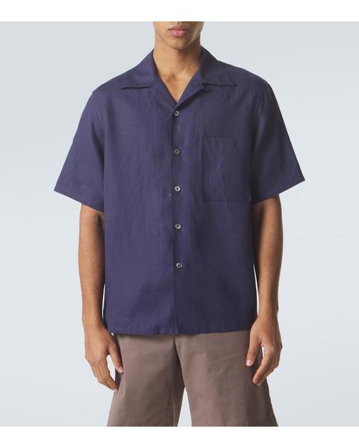 Zegna Blue Linen Shirt for men
