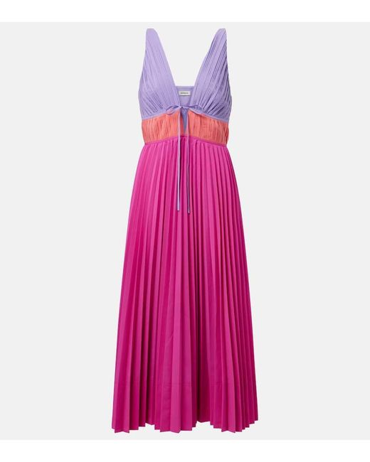 Jonathan Simkhai Pink Stephanie Pleated Poplin Midi Dress