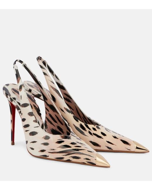 Christian Louboutin Natural Katissima Patent Leather Slingback Pumps