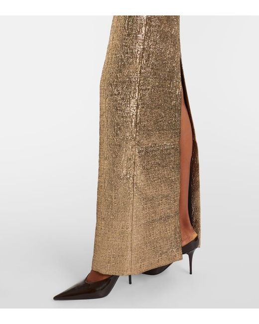 Roland Mouret Brown Lame Jacquard Bustier Gown