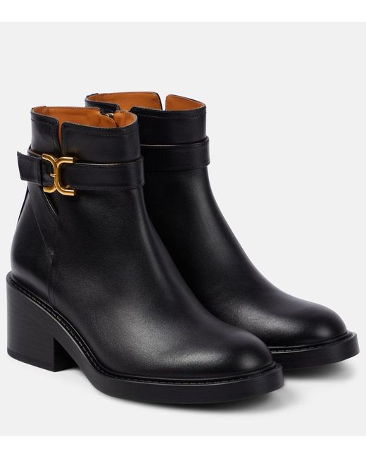 Chloé Black Marcie Buckled Leather Ankle Boots