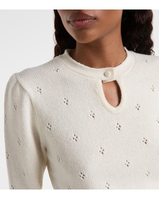 Chloé White Pointelle Wool And Cashmere Sweater