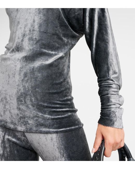 Rick Owens Blue Diana One-Shoulder Velvet Top