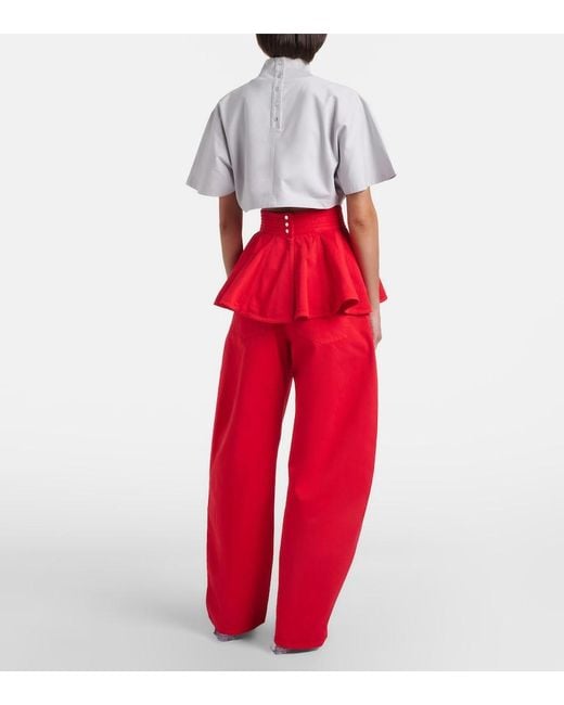 Alaïa Red Barrel-Leg Jeans
