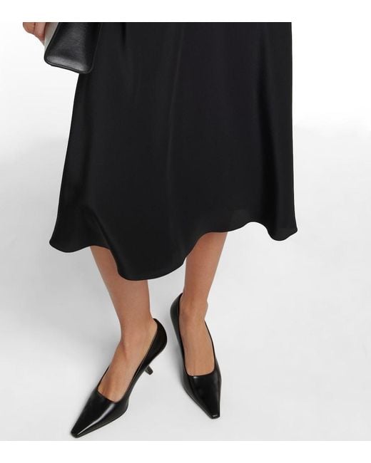 The Row Black Medela Silk Satin Midi Skirt