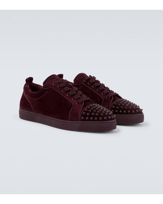 Christian Louboutin Red Louis Junior Spikes Suede Sneakers for men