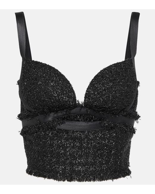 Versace Black Vichy Tweed Top